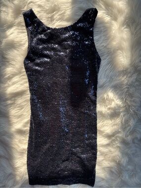 Sequin Bodycon Dress - navy small cocktail nye